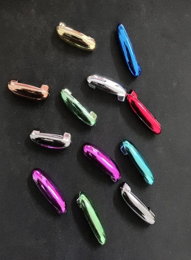 Rinpoche Oval Shape Plastic Safety Brooch Pins Scarf Pin Muslim Hijab Sari Pin Buckle Accessories for Women's and Girl's (Mutlicolor) (Pack Of 12) - Image 3